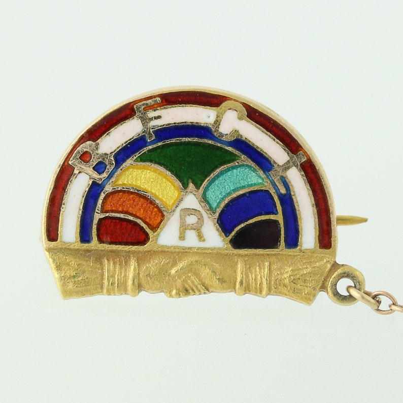 Rainbow Girls Badge 10k Yellow Gold Gavel Pin Masonic Etsy