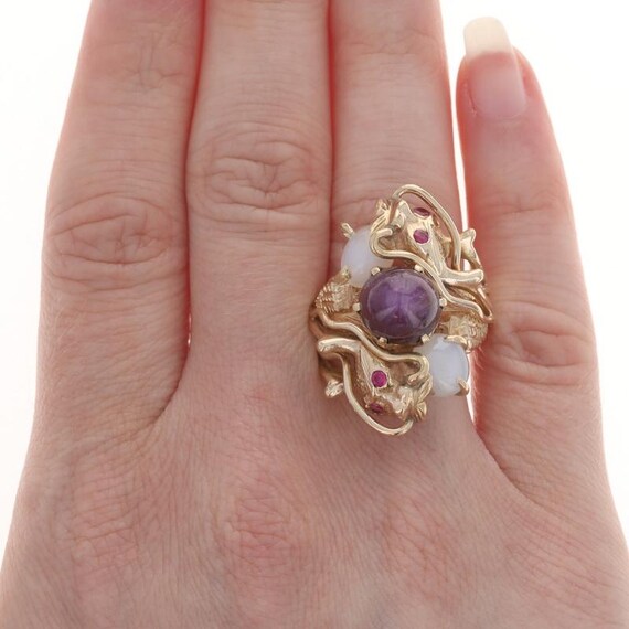 Yellow Gold Star Ruby Lab-Created Ruby Vintage As… - image 2