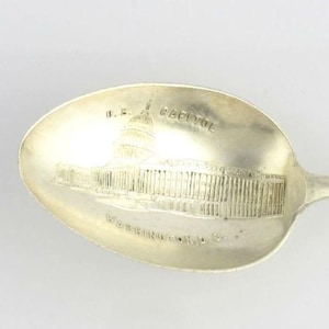 Washington DC Souvenir Spoon - Sterling Silver US Capital Vintage Collectors
