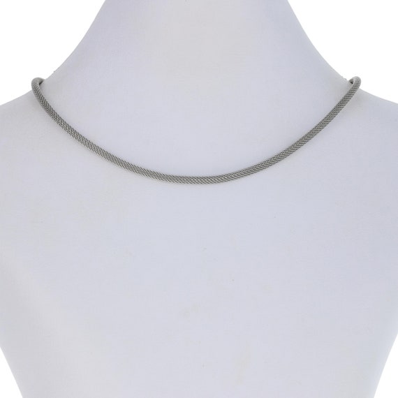 Mesh Chain Necklace 17 1/4" - Steel & 14k Yellow … - image 1