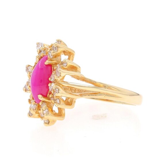 Yellow Gold Lab-Created Star Ruby and Diamond Hal… - image 4
