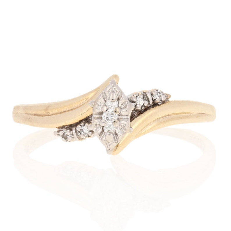 10k Gold Illusion Solitaire Bypass Round Brilliant Diamond Engagement Ring