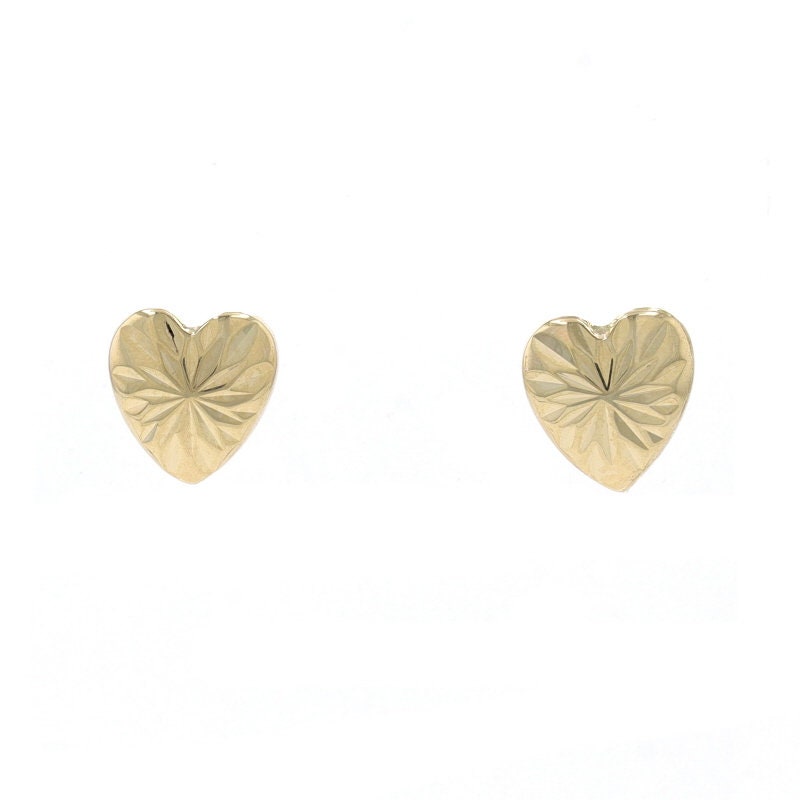 18K Yellow Gold Wings of Love Large Folded Studs - 18mm Hearts