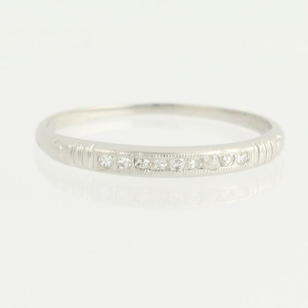 Art Deco Diamond Wedding Band - Platinum Women's Vintage .10ctw N54