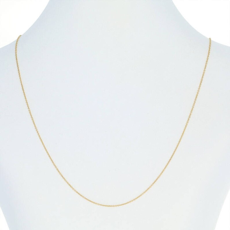 Cable Chain Necklace 18-14k Yellow Gold Lobster Clasp Italy 0.5mm