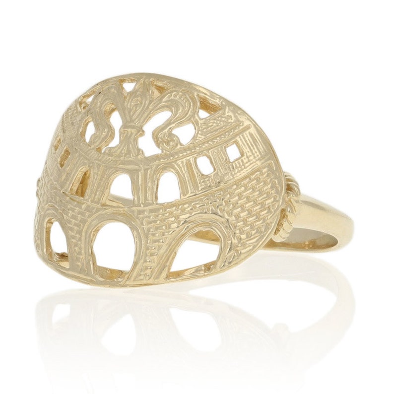 Yellow Gold Roman Colosseum Statement Ring 14k Flavian Amphitheatre Italy