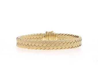 Yellow Gold Woven Chain Bracelet 6 3/4" - 14k Braided