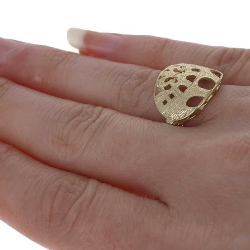 Yellow Gold Roman Colosseum Statement Ring 14k Flavian Amphitheatre Italy
