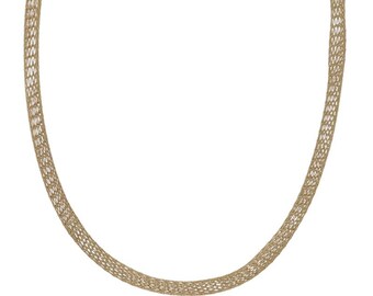 Yellow Gold Woven Mesh Chain Necklace 16" - 14k