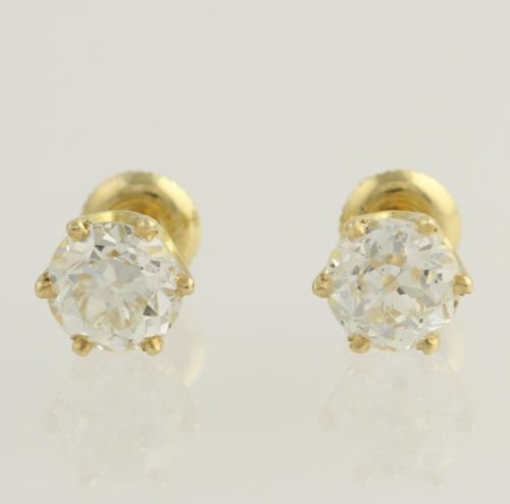 2.85ctw Old European Cut Diamond Earrings 18k Yellow Gold | Etsy