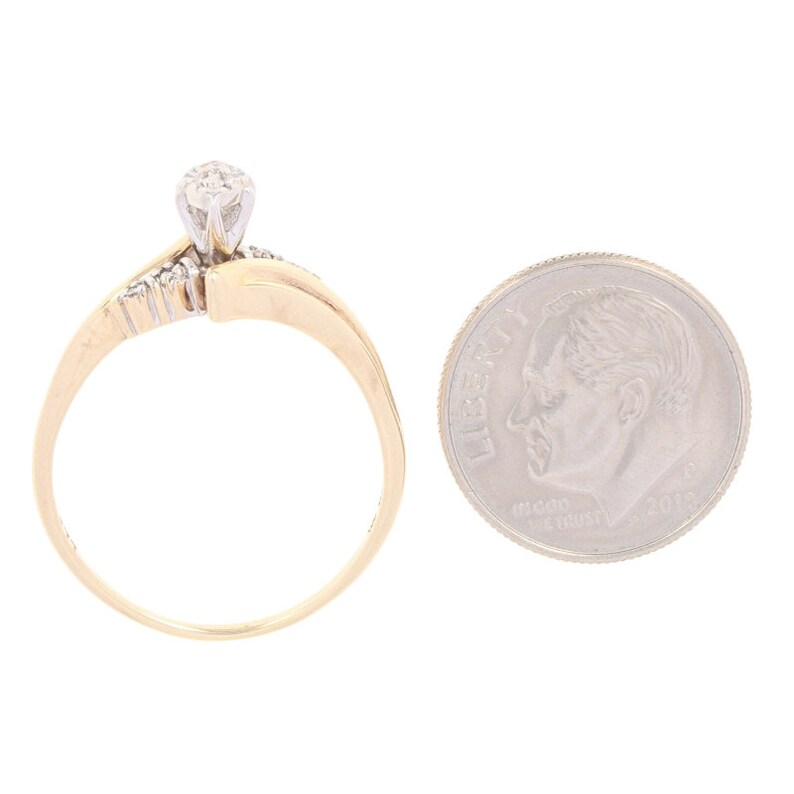 10k Gold Illusion Solitaire Bypass Round Brilliant Diamond Engagement Ring