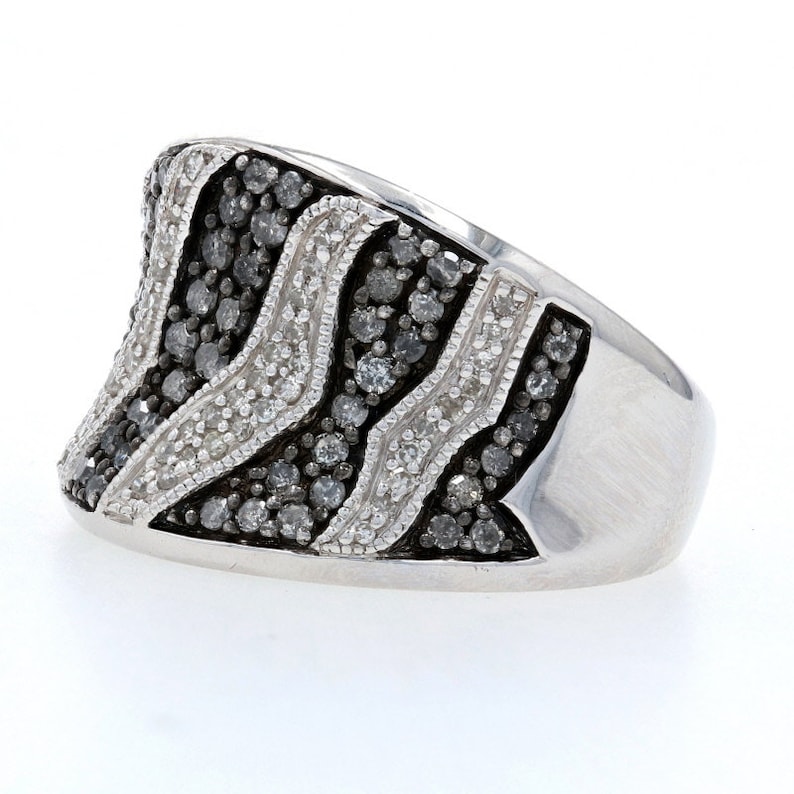 Sterling Silver 6 34 Animal Print Pattern .78ctw MQ3141 Contoured Diamond Ring