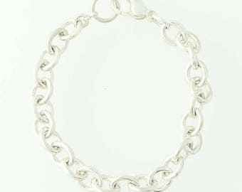 Cable Chain Bracelet 7 1/2" - Sterling Silver Charm Bracelet
