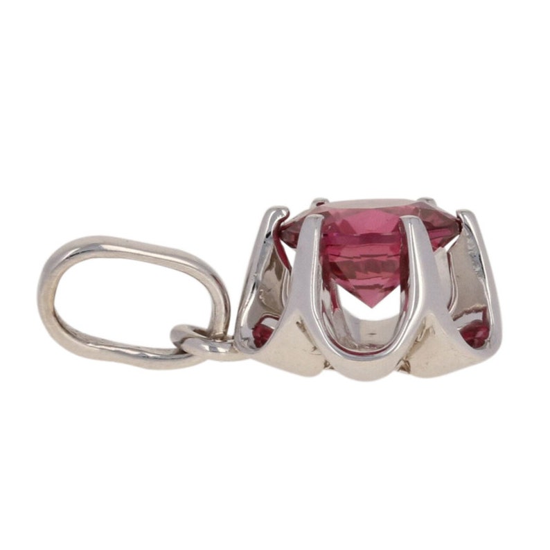14k White Gold Solitaire Round Cut Spinel Pendant .85ctw