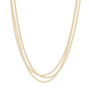 Yellow Gold Triple Strand Fancy Cable Chain Necklace 20&quot; - 14k Italy