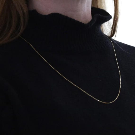 Yellow Gold Box Chain Necklace 25 1/2" - 14k View 4