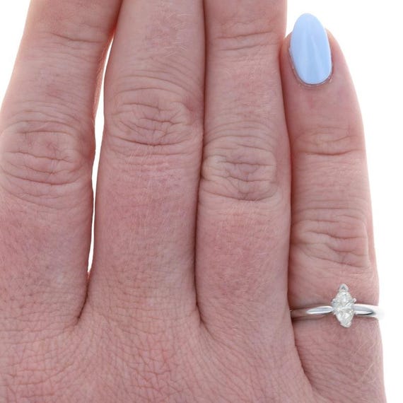 Platinum Diamond Solitaire Engagement Ring - 900 Marquise .67ct View 2
