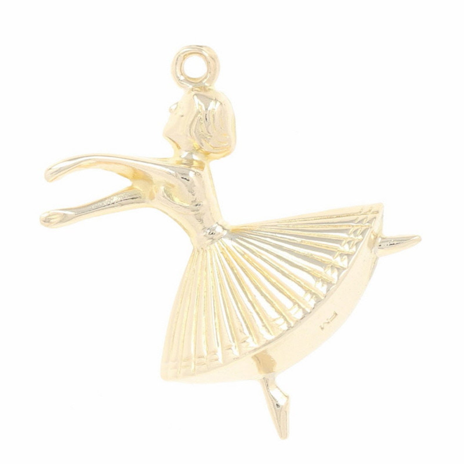 twirling dancer charm - 9k yellow gold ballet point shoes twirling dancer charm - 9k yellow gold ballet point shoes