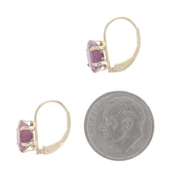 Yellow Gold Ruby Solitaire Drop Earrings 14k Oval… - image 3