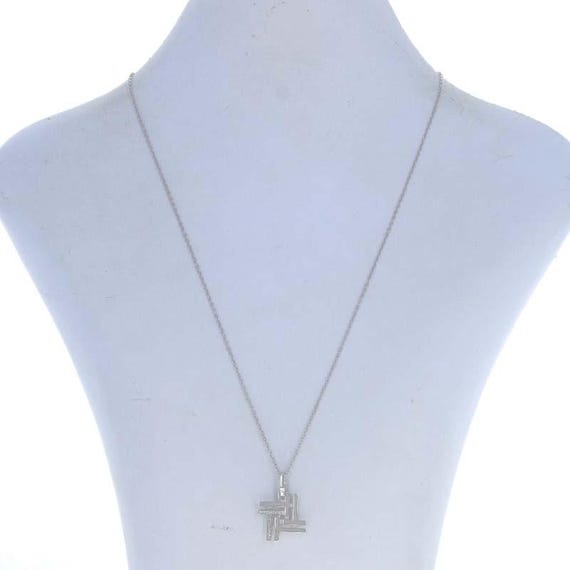 Sterling Diamond Intersecting Lines Necklace 925 … - image 2