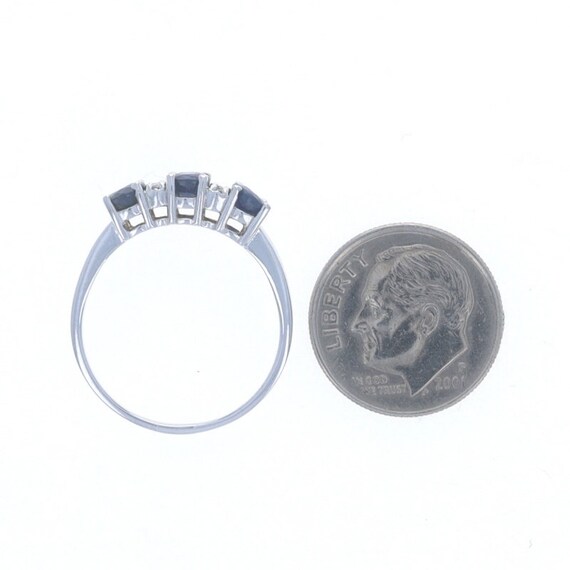 White Gold Sapphire & Diamond Three-Stone Ring - … - image 5