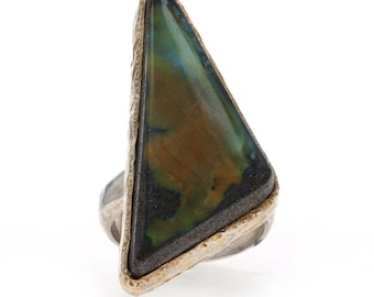Sterling Silber Boulder Opal Cocktail Ring-925 Asymmetrisches Dreieck