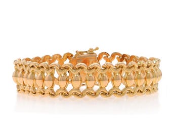 Yellow Gold Woven Rope Link Bracelet 7 1/4" - 18k Textured