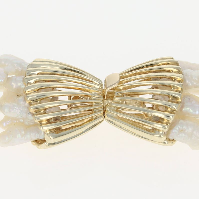 Keshi Pearl Necklace 29-14k Yellow Gold Seven-Strand Gold Beads