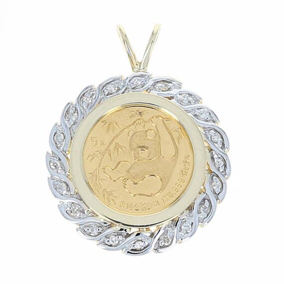 1985 Chinese Panda Coin Pendant 14k Gold 1 20oz 999 Fine Image 0