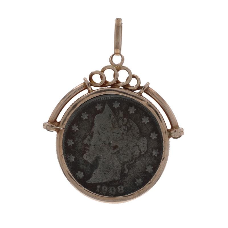Ciondolo con moneta Lady Liberty in pavé, diamanti taglio