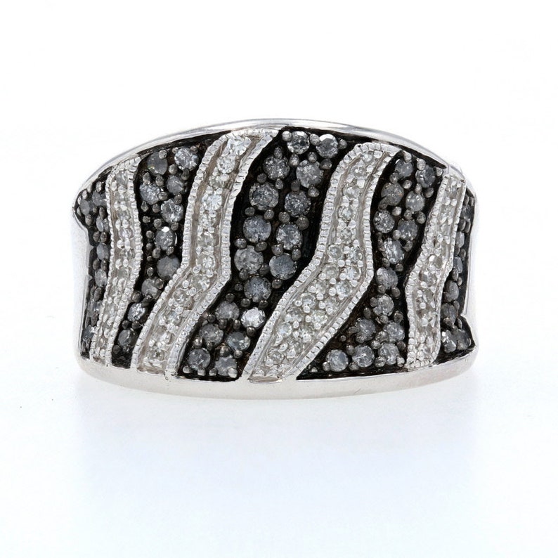 Sterling Silver 6 34 Animal Print Pattern .78ctw MQ3141 Contoured Diamond Ring