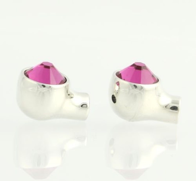 Sterling Silver Crystal Bangle Accents Pink F3273 Silver Bangle Ends