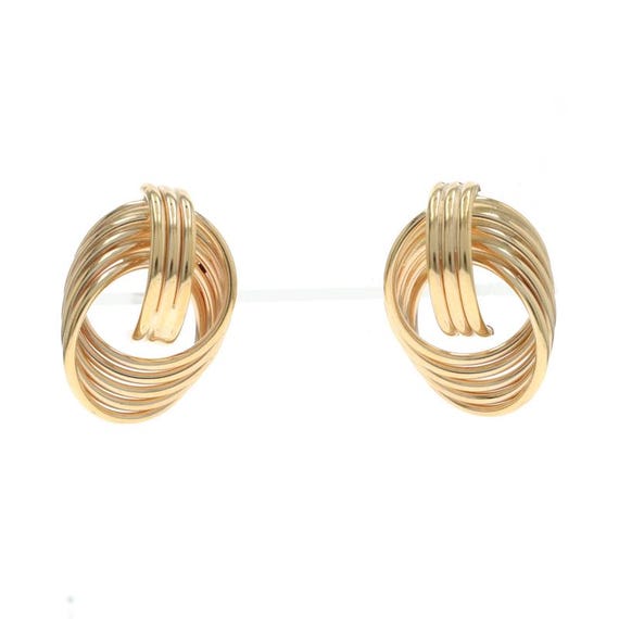 Yellow Gold Interlocking Circle Stud Earrings 14k… - image 1