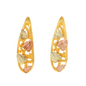 Yellow Gold Grapevine Black Hills Gold Drop Earrings - 10k Pierced