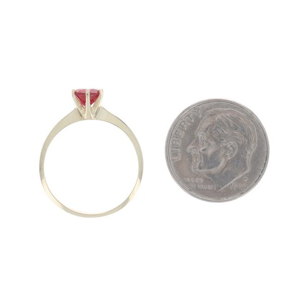 Yellow Gold Lab-Created Ruby Solitaire Ring - 10k… - image 5