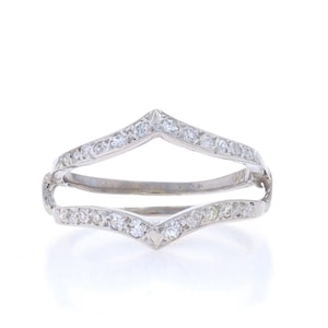 White Gold Diamond Enhancer Wedding Band -14k Single Cut .24ctw Wrap Jacket Ring