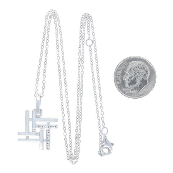 Sterling Diamond Intersecting Lines Necklace 925 … - image 3