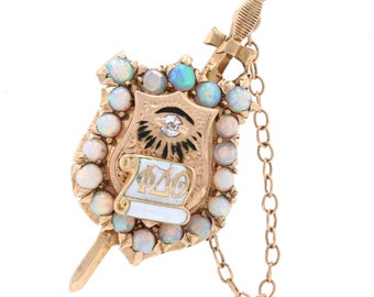 Phi Delta Theta Badge - 14k Gold Opals Diamonds Antique Phi Delta Theta Badge - 14k Gold Opals Diamonds Antique