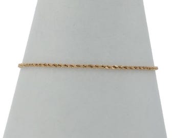 Yellow Gold Diamond Cut Rope Chain Bracelet 7 3/4" - 18k