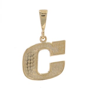 Colgante unisex con inicial C en oro amarillo de 14 quilates.