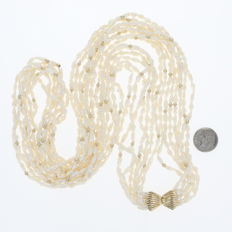 Keshi Pearl Necklace 29-14k Yellow Gold Seven-Strand Gold Beads