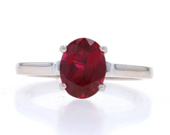 White Gold Rubellite Tourmaline Solitaire Ring - 14k Oval 1.68ct Engagement