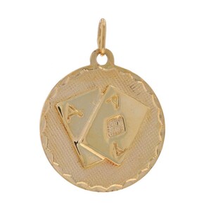 Pingente de par de ases em ouro amarelo - Jogo de cartas 14k