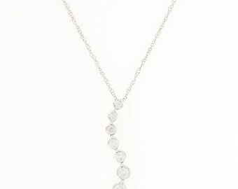 Diamond Journey Pendant Necklace 19 3/4" - 10k White Gold Round Cut .20ctw U8865