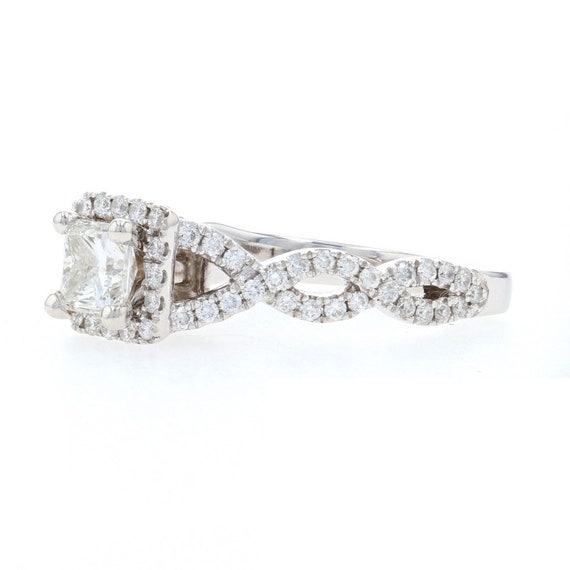 Diamond Halo Engagement Ring White Gold - 14k Pri… - image 2