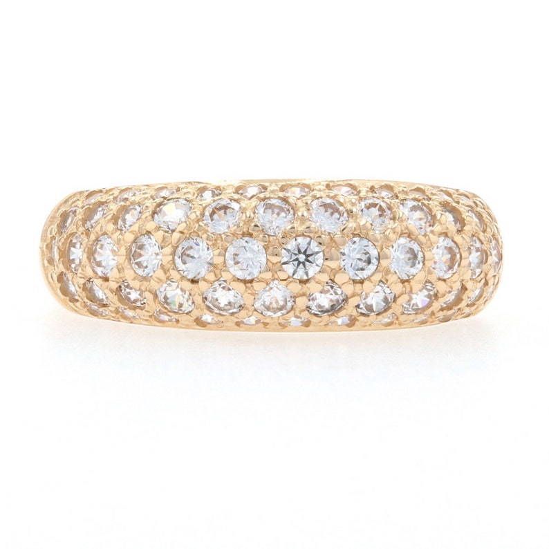 14k Round Cut 1.00ctw CZ Ring Yellow Gold Diamonique Cubic Zirconia Band