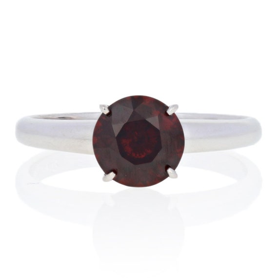 White Gold Red Spinel Ring - 14k Gold Round Cut 1… - image 1