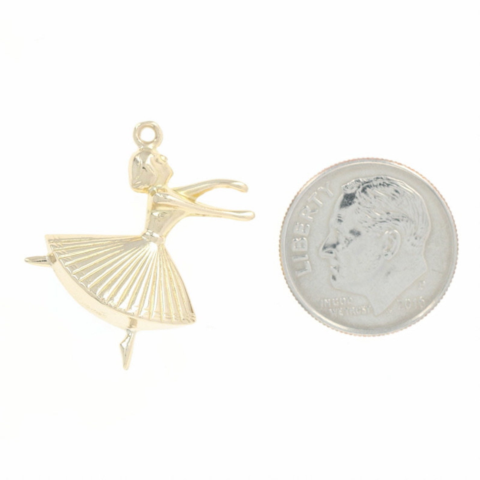 twirling dancer charm - 9k yellow gold ballet point shoes twirling dancer charm - 9k yellow gold ballet point shoes