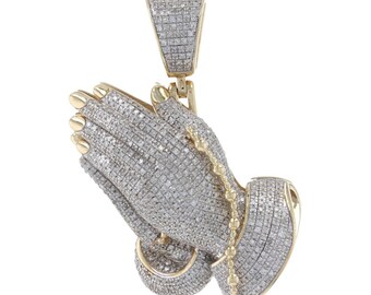 Yellow Gold Diamond Praying Hands With 