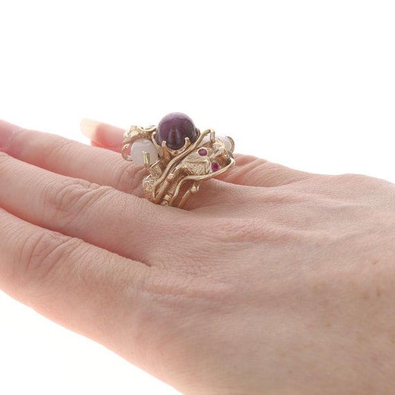 Yellow Gold Star Ruby Lab-Created Ruby Vintage As… - image 4